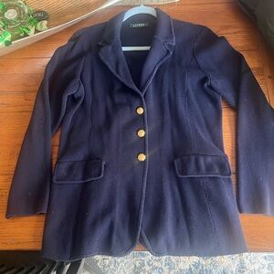 Navy Blue Women's Sweater Blazer with Gold Buttons Ralph Lauren Sz L